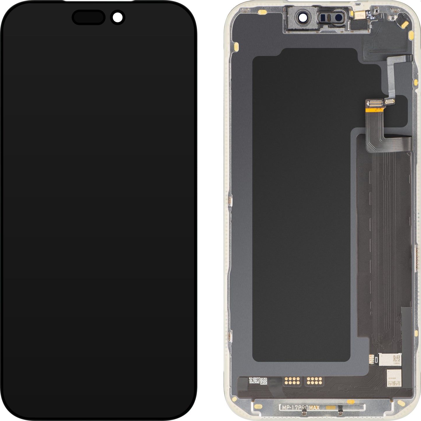 Ecrã com ecrã tátil e sensor de proximidade de luz MP compatível com Apple iPhone 17 Pro Max, com moldura, versão de software OLED FHD 120Hz diagnóstico, preto