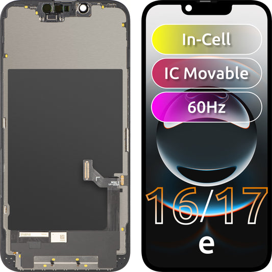 Ecrã com ecrã tátil ZY para Apple iPhone 17e / 16e, com moldura, versão LCD In-Cell IC móvel, preto