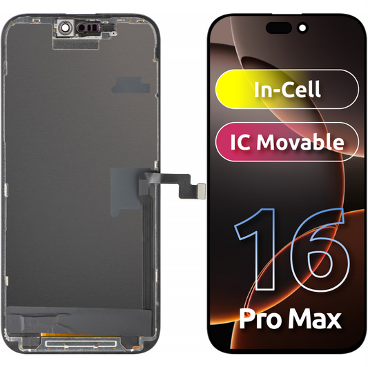 Display com Touchscreen ZY para Apple iPhone 16 Pro Max, com Moldura, Versão LCD In-Cell IC Móvel, Preto