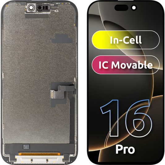 Display com Touchscreen ZY para Apple iPhone 16 Pro, com Moldura, Versão LCD In-Cell IC Móvel, Preto