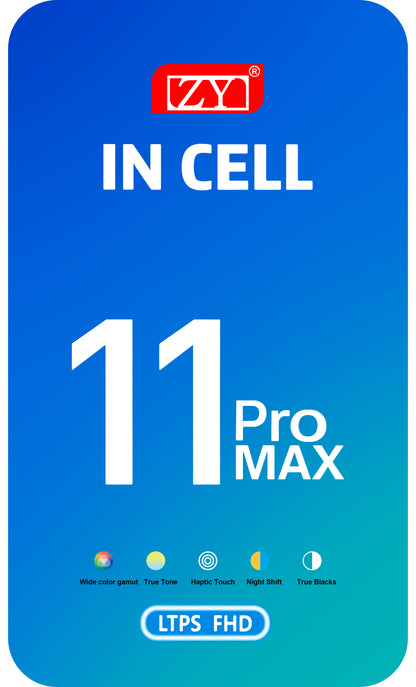 Ecrã tátil ZY para Apple iPhone 11 Pro Max, com moldura, versão LCD móvel In-Cell IC, preto 