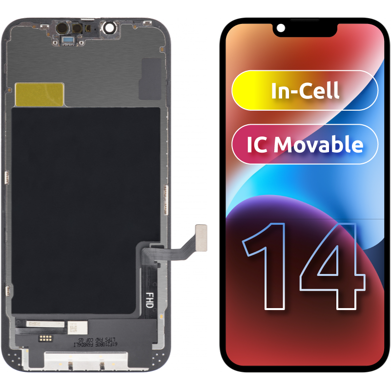 ZY Ecrã tátil para Apple iPhone 14, com moldura, LCD In-Cell IC móvel, preto 