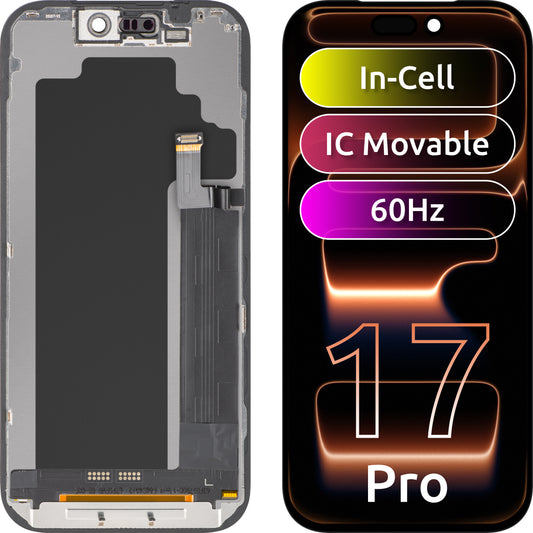 Display com Touchscreen ZY para Apple iPhone 17 Pro, com Moldura, Versão LCD In-Cell IC Móvel, Preto