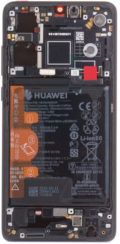 Ecrã tátil Huawei P30, com moldura e bateria, preto, Service Pack 02354HLT