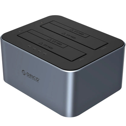 Docking Station Orico 6626C3-C-V1 2-Drive para HDD / SSD SATA 2.5 polegadas / 3.5 polegadas, Cinzento