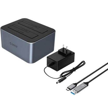 Docking Station Orico 6626C3-C-V1 2-Drive para HDD / SSD SATA 2.5 polegadas / 3.5 polegadas, Cinzento