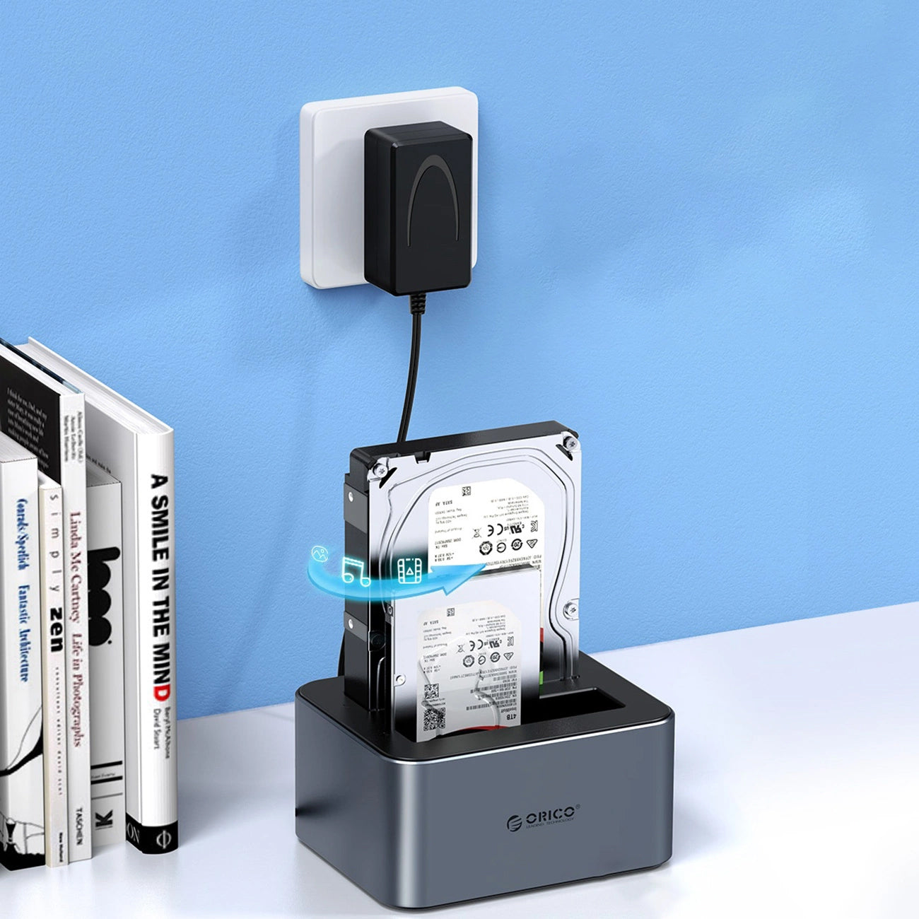 Docking Station Orico 6626C3-C-V1 2-Drive para HDD / SSD SATA 2.5 polegadas / 3.5 polegadas, Cinzento