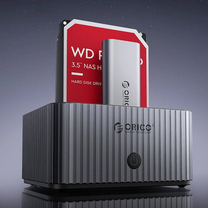 Docking Station Orico IT28E-C para HDD / SSD SATA 2.5 polegadas / 3.5 polegadas - SSD SATA M.2 NVMe, Cinzento