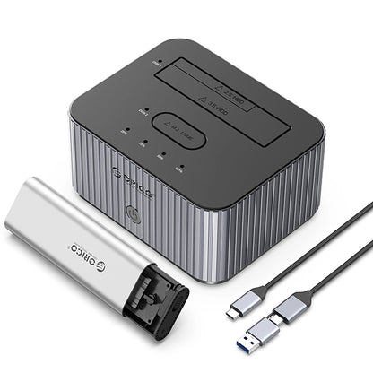 Docking Station Orico IT28E-C para HDD / SSD SATA 2.5 polegadas / 3.5 polegadas - SSD SATA M.2 NVMe, Cinzento