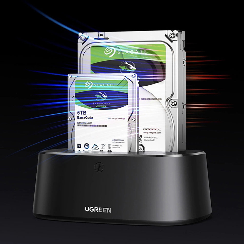 Docking Station UGREEN CM198 (50857) para HDD / SSD SATA 2.5 polegadas / 3.5 polegadas, Preto