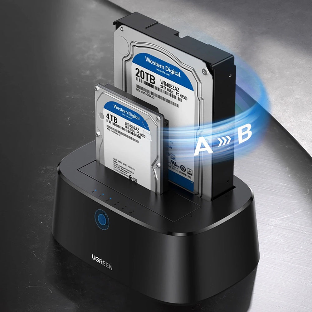 Docking Station UGREEN CM198 (50857) para HDD / SSD SATA 2.5 polegadas / 3.5 polegadas, Preto