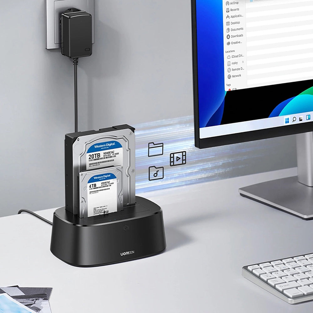 Docking Station UGREEN CM198 (50857) para HDD / SSD SATA 2.5 polegadas / 3.5 polegadas, Preto
