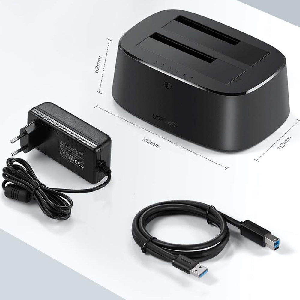 Docking Station UGREEN CM198 (50857) para HDD / SSD SATA 2.5 polegadas / 3.5 polegadas, Preto
