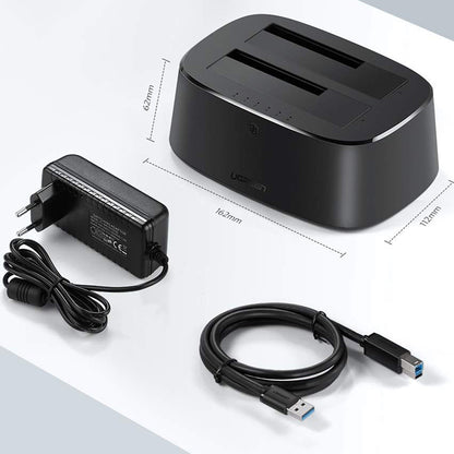 Docking Station UGREEN CM198 (50857) para HDD / SSD SATA 2.5 polegadas / 3.5 polegadas, Preto