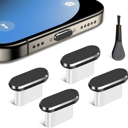 Tampa Anti-Pó Porta Telefone Techsuit AD1, USB-C, Conjunto 4 peças, Preto
