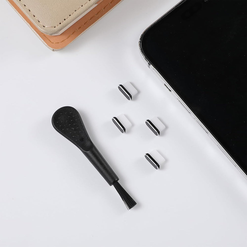 Tampa Anti-Pó Porta Telefone Techsuit AD1, USB-C, Conjunto 4 peças, Preto