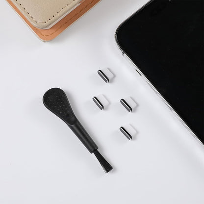 Tampa Anti-Pó Porta Telefone Techsuit AD1, USB-C, Conjunto 4 peças, Preto