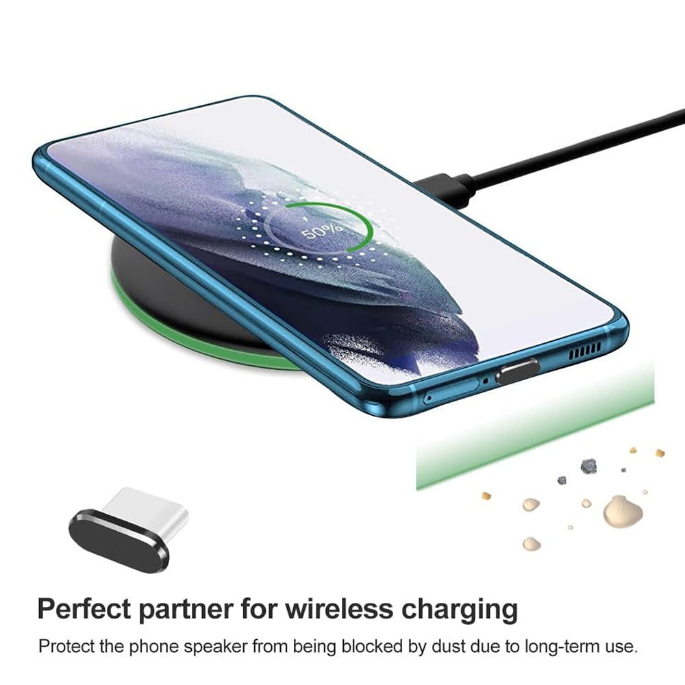 Tampa Anti-Pó Porta Telefone Techsuit AD1, USB-C, Conjunto 4 peças, Preto