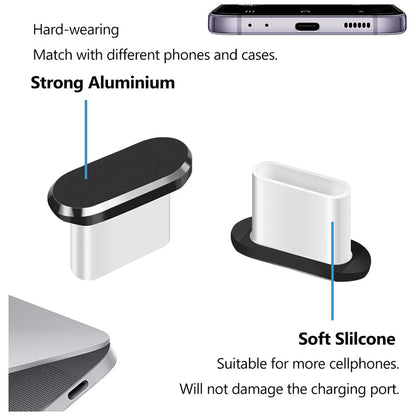 Tampa Anti-Pó Porta Telefone Techsuit AD1, USB-C, Conjunto 4 peças, Preto