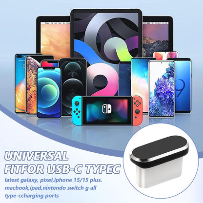 Tampa Anti-Pó Porta Telefone Techsuit AD1, USB-C, Conjunto 4 peças, Preto