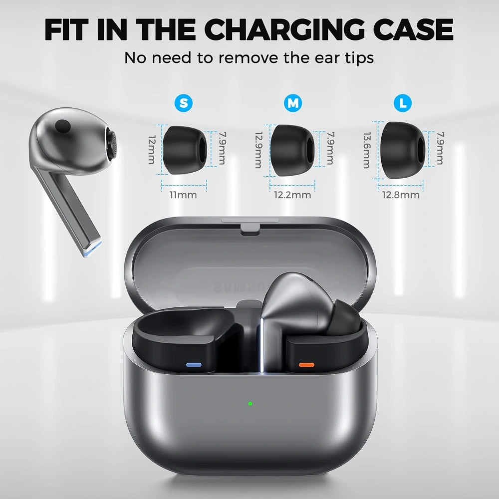 Tampões Techsuit ET3 para Samsung Galaxy Buds3 Pro, Tamanho S / M / L, Brancos