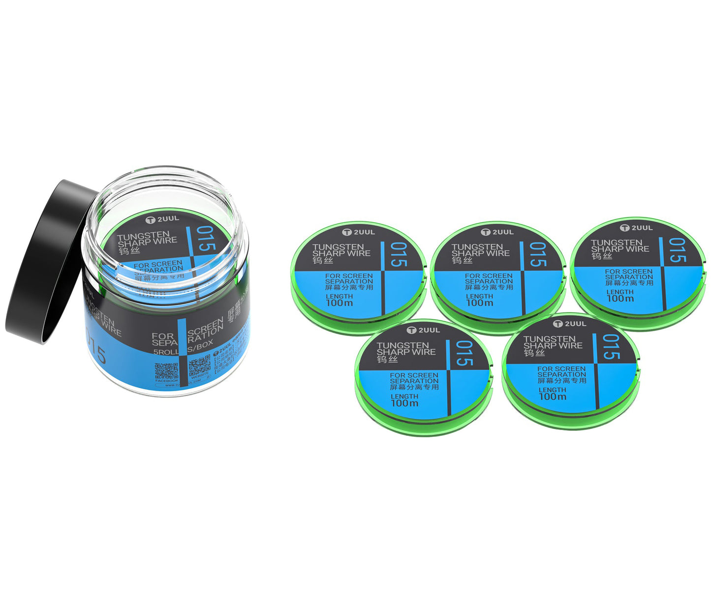 Fio de Tungsténio 2UUL WS-015, 0,015mm, 100m, Conjunto de 5 unidades