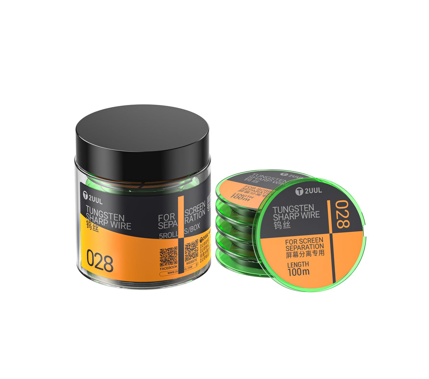 Fio de Tungsténio 2UUL WS-028, 0,028mm, 100m, Conjunto de 5 unidades