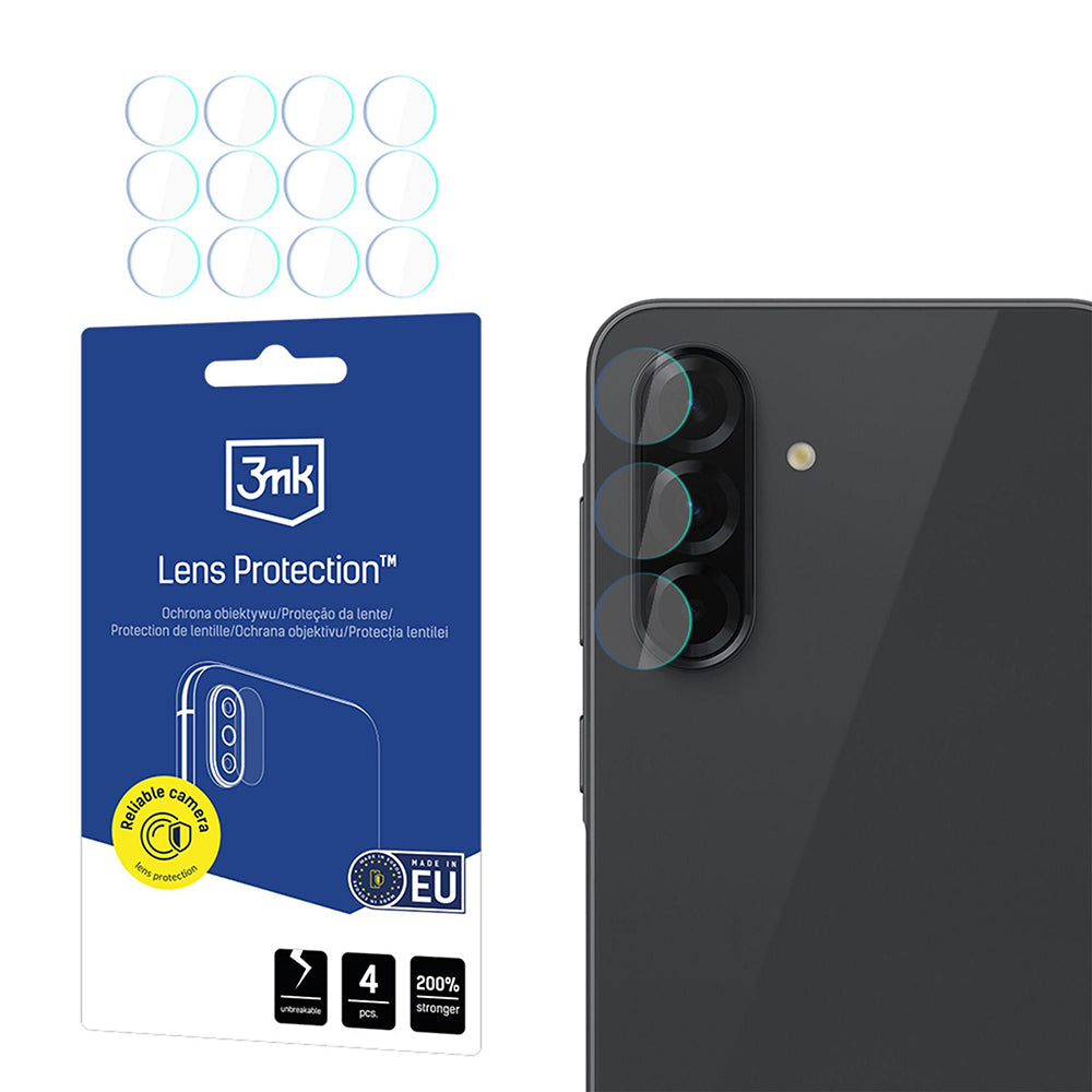 Película protetora para Câmara Traseira 3MK Protection para Samsung Galaxy A57 5G / A37 5G, Vidro Temperado, Conjunto de 4 peças, Transparente