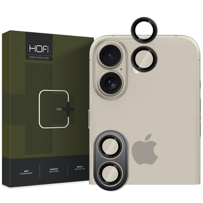 Película protetora da câmara traseira Tampa traseira da câmara HOFI CamRing PRO+ para Apple iPhone 16 Plus / 16, Proteção de vidro, Preto 