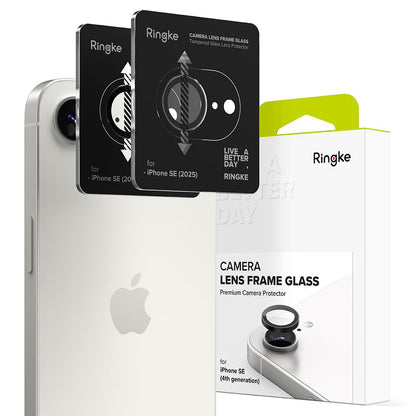 Película Protetora Ringke para Câmara Traseira do Apple iPhone 16e, Vidro Temperado, Conjunto de 2 Peças, Preta