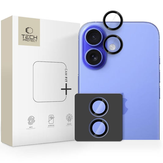 Película de proteção para Câmara Traseira Tech-Protect CamRing Fit+ para Apple iPhone 17, Vidro Temperado, Preta