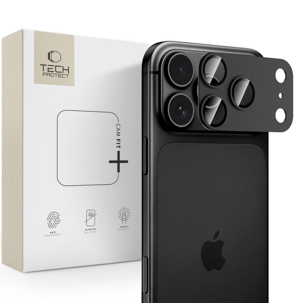 Película protetora para Câmara Traseira Tech-Protect CamFull Fit+ para Apple iPhone 18 Pro, Vidro Temperado, Preto