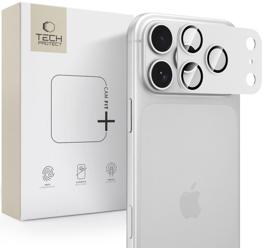 Película protetora para Câmara Traseira Tech-Protect CamFull Fit+ para Apple iPhone 18 Pro Max, Vidro Temperado, Prateada