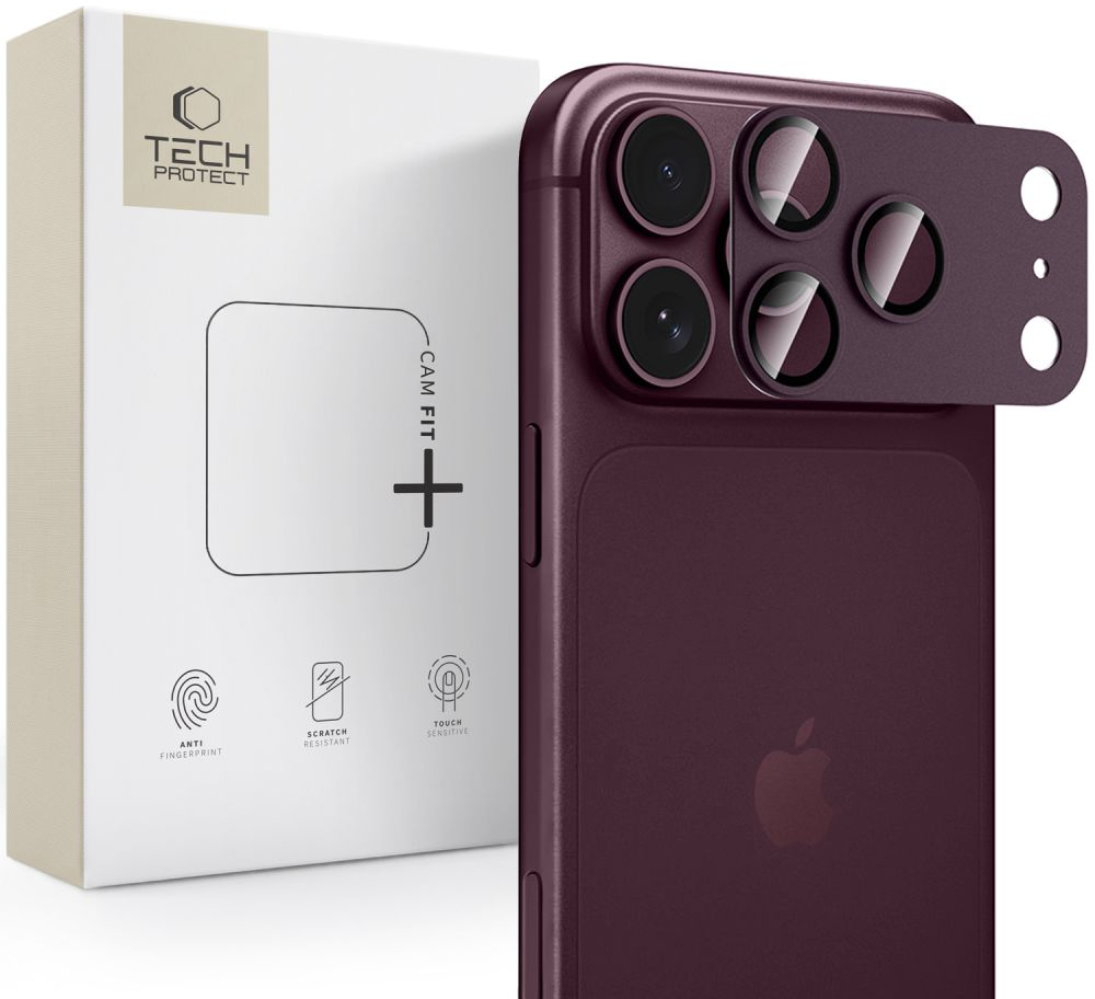 Película protetora para Câmara Traseira Tech-Protect CamFull Fit+ para Apple iPhone 18 Pro Max, Vidro Temperado, Vinho