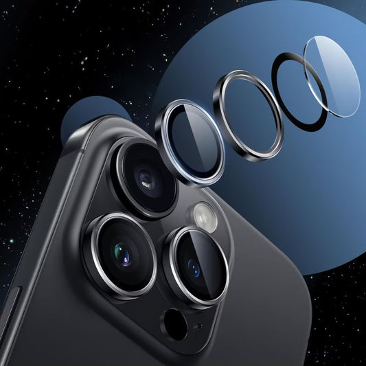 Película de proteção para Câmara Traseira Tech-Protect CamRing Fit+ para Apple iPhone 17, Vidro Temperado, Preta