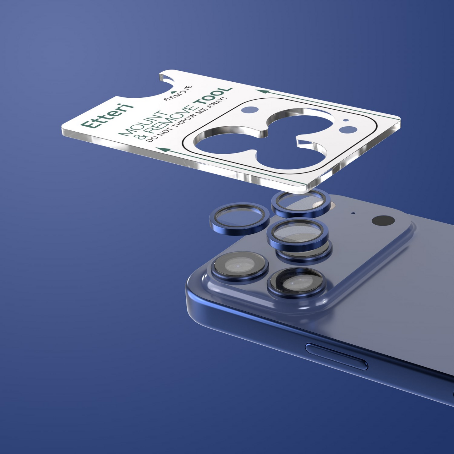 Película protetora para Câmara Traseira Etteri para Apple iPhone 17 Pro Max / 17 Pro, Vidro Temperado, Azul