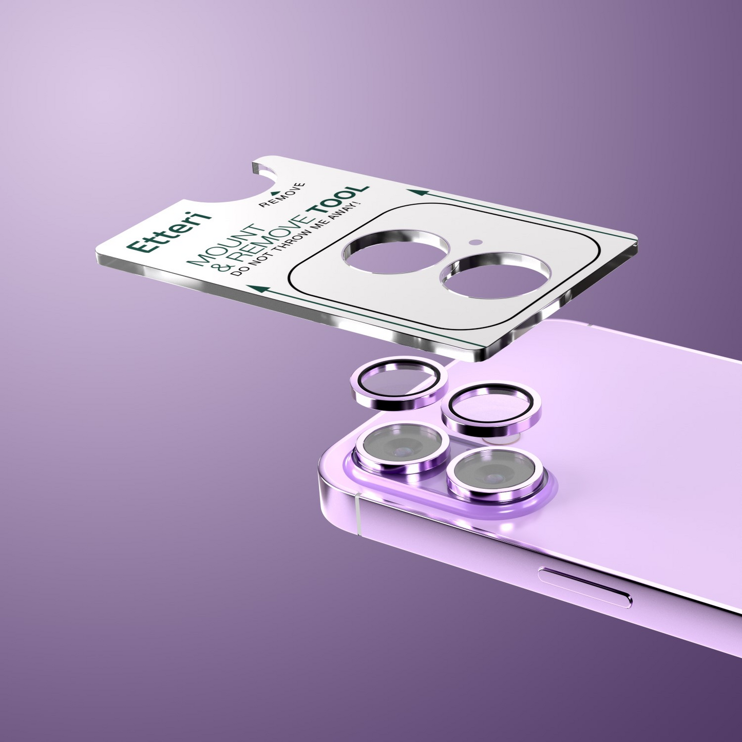 Película protetora para Câmara Traseira Etteri para Apple iPhone 17, Vidro Temperado, Roxo