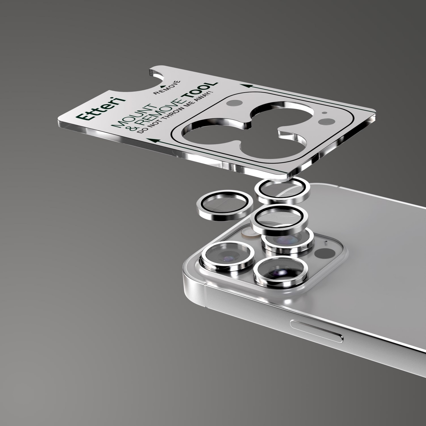 Película protetora para Câmara Traseira Etteri para Apple iPhone 16 Pro Max / 16 Pro, Vidro Temperado, Cinzento
