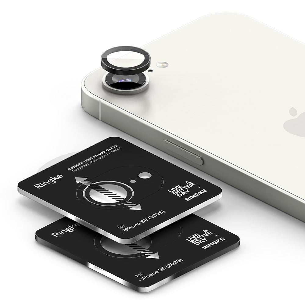Película Protetora Ringke para Câmara Traseira do Apple iPhone 16e, Vidro Temperado, Conjunto de 2 Peças, Preta