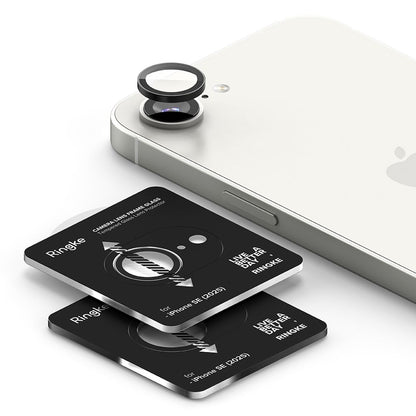 Película Protetora Ringke para Câmara Traseira do Apple iPhone 16e, Vidro Temperado, Conjunto de 2 Peças, Preta