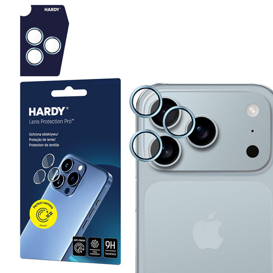 Película Protetora de Câmera Traseira 3MK Hardy Protection Pro para Apple iPhone 17 Pro Max / 17 Pro, Vidro Temperado, Azul.