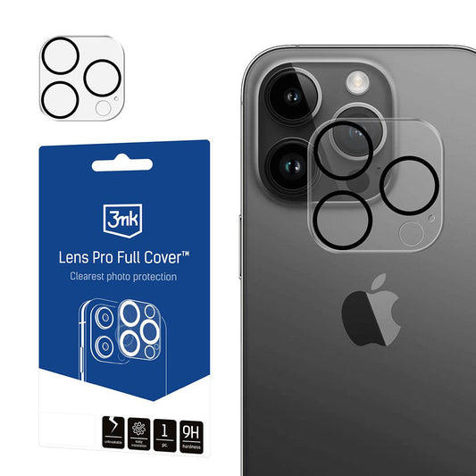 Película protetora para Câmara Traseira 3MK Pro Full Cover para Apple iPhone 13 Pro, Vidro Temperado, Transparente