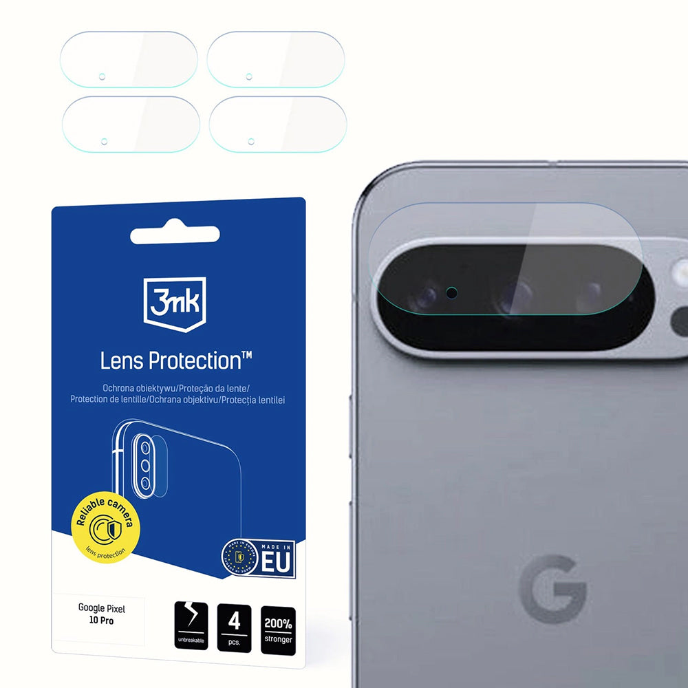 3MK Protection Rear Camera Protective Film for Google Pixel 10 Pro, Flexible Glass, Set of 4 Pieces, Transparent