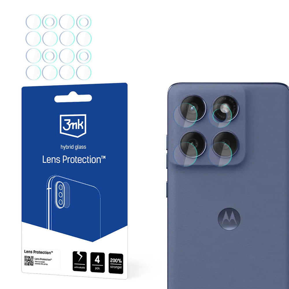 Película protetora para Câmara Traseira 3MK Protection para Motorola Edge 60 Fusion, Vidro Flexível, Conjunto de 4 peças, Transparente