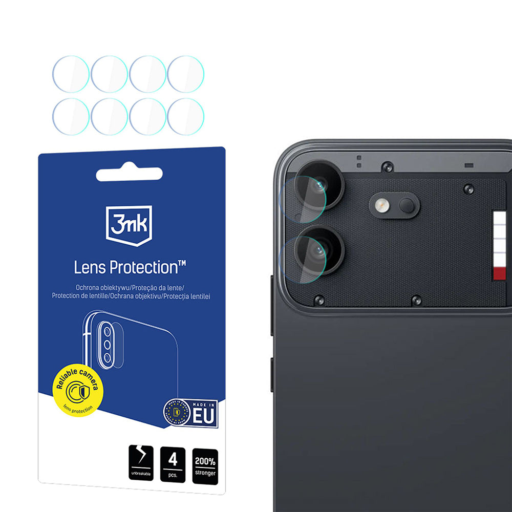 Película protetora para Câmara Traseira 3MK Protection para Nothing Phone (4b), Vidro Temperado, Conjunto de 4 unidades, Transparente