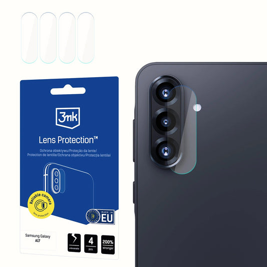 Película protetora para Câmara Traseira 3MK Protection para Samsung Galaxy A17 4G / A17 5G, Vidro Flexível, Conjunto de 4 peças, Transparente