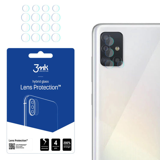 Película protetora para Câmara Traseira 3MK Protection para Samsung Galaxy A52s 5G A528 / A52 5G A526, Vidro Flexível, Conjunto de 4 peças, Transparente