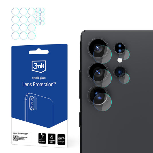Película protetora para Câmara Traseira 3MK Protection para Samsung Galaxy S25 Ultra S938, Vidro Flexível, Conjunto de 4 peças, Transparente