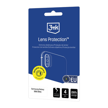 Película Protetora de Câmera Traseira 3MK Protection para Samsung Galaxy S26 Ultra S948, Vidro Temperado, Conjunto de 4 peças, Transparente
