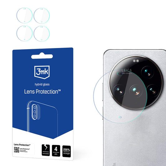 Película protetora para Câmara Traseira 3MK Protection para Xiaomi 15 Ultra, Vidro Flexível, Conjunto de 4 peças, Transparente